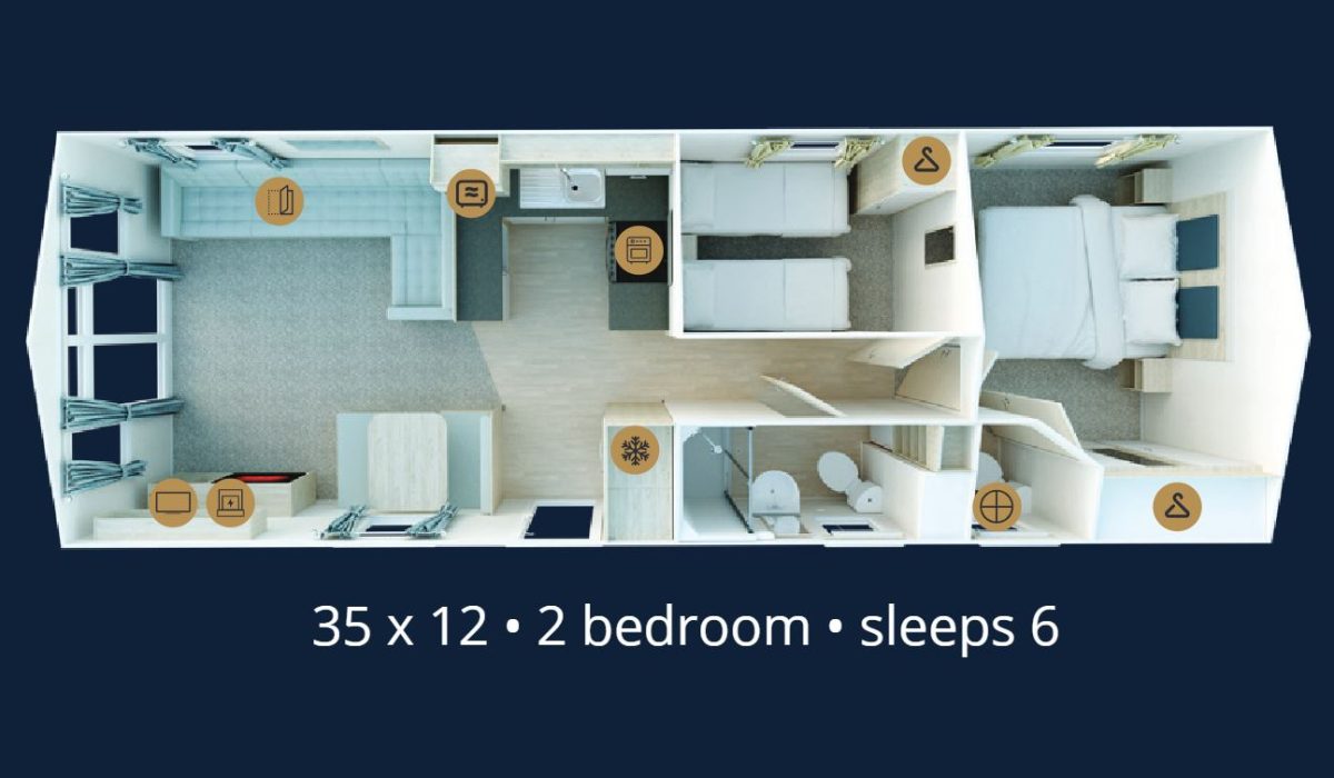 Willerby Linwood 2024 35ft By 12ft 2 Bed Floorplan